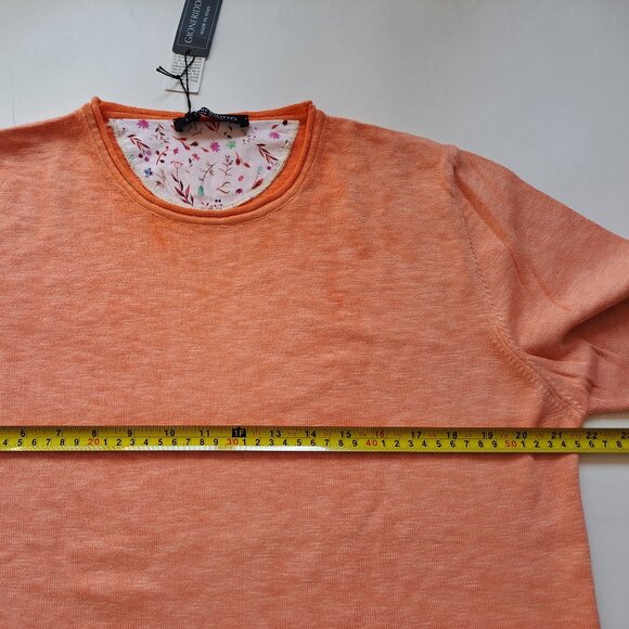 NWT Men's Gionfriddo 100% Cotton Italian Crew Neck Orange Shirt Sweater Size M - Picture 14 of 16